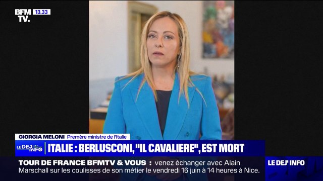 C'est avec lui que l'Italie a appris à ne pas accepter les limites imposées par d'autres : Giorgia Meloni rend hommage à Berlusconi