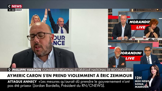 Philippe Vardon de Reconquête! répond à Aymeric Caron après ses propos sur Eric Zemmour: Ce qui me semble fou, c’est d’avoir ce type discours deux jours après le drame d’Annecy - Regardez