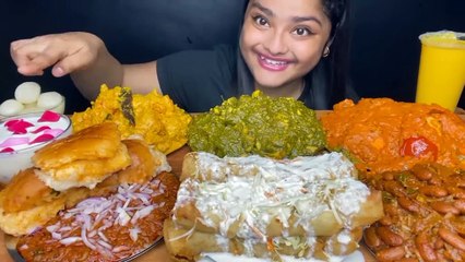 Mukbang Malai Chaap Roll, Rajma Chawal, Palak Chawal, Curry Pakoda, Pav bhaji, Kheer, Rasgullah and lassi