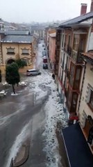 Tremenda tromba de agua y granizo en Briviesca