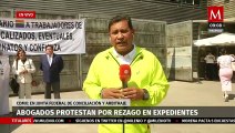 Abogados protestan al exterior de la Junta Federal de Conciliación y Arbitraje