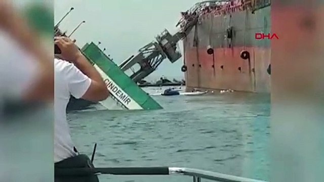 Tuzla'da tersanede havuz çöktü, devasa vinç geminin üzerine devrildi! O anlar kamerada