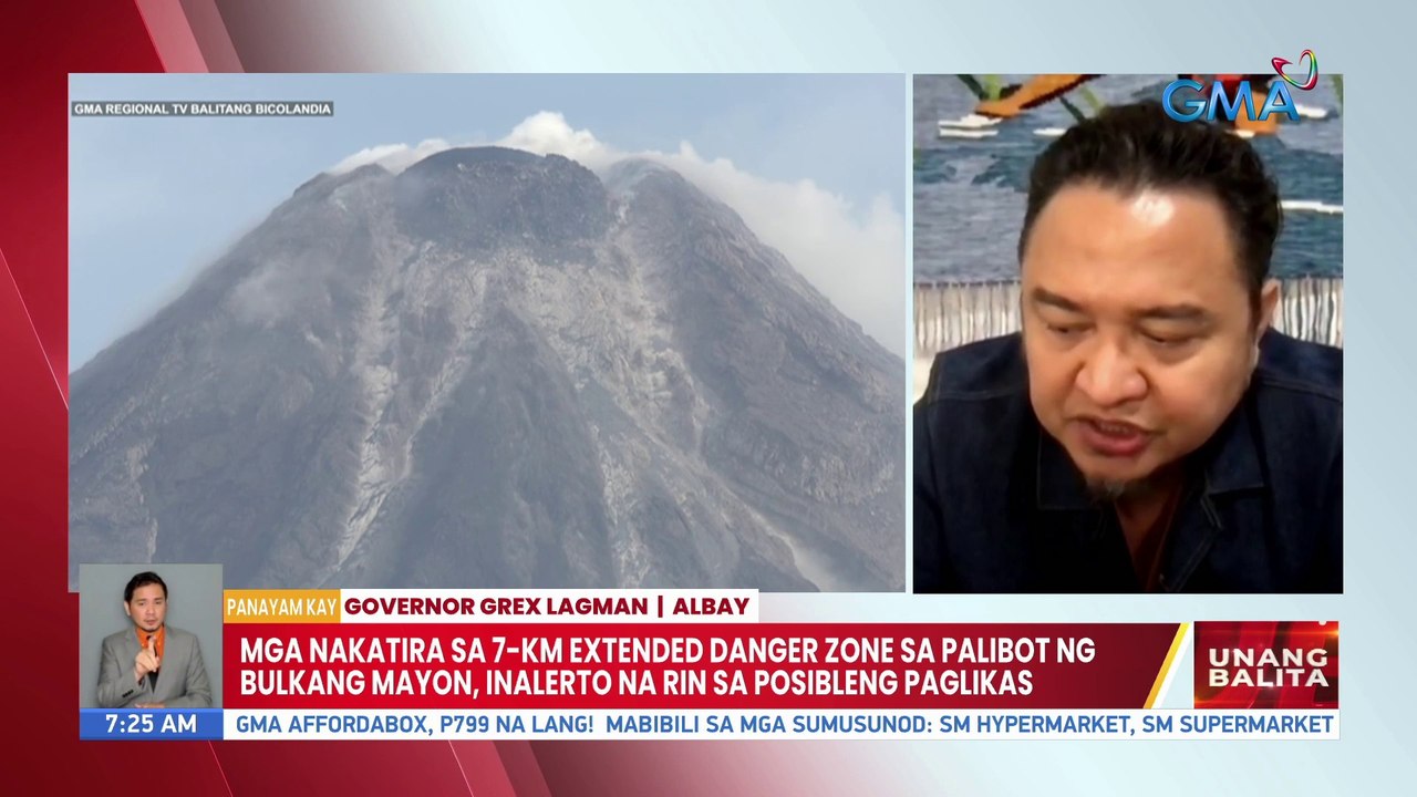 Mga nakatira sa 7-km extended danger zone sa palibot ng Bulkang Mayon, inalerto na rin sa posibleng paglikas | UB