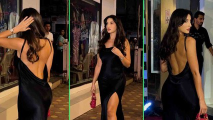 Nora Fatehi का Black Satin Dress में बोल्ड अवतार; पीछे से दिखी Malaika जैसी Video Viral | FilmiBeat