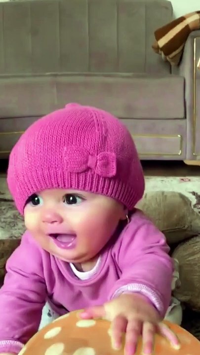 Cute baby  try to play