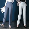 Commuter High-rise Gray Straight-leg Trousers