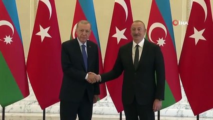 Cumhurbaşkanı Erdoğan, Aliyev ile baş başa görüştü