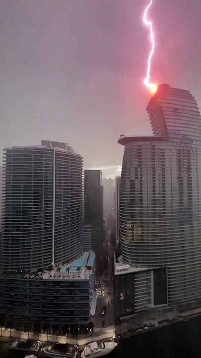 Lightning Strikes Residential Miami Tower