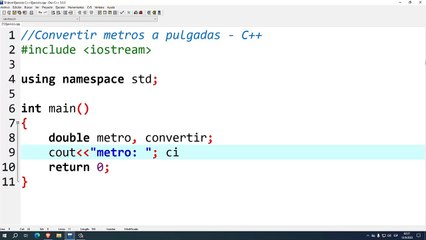 Convertir metros a pulgadas en C++