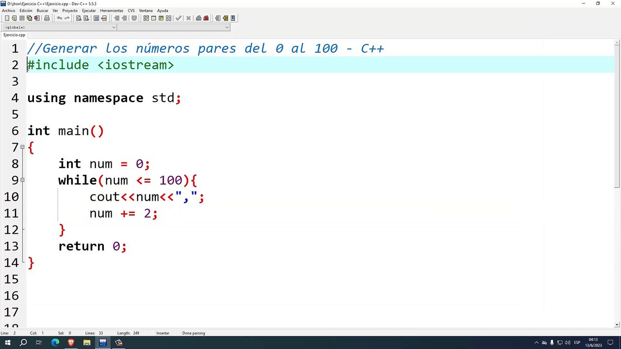 Generar los números pares del 0 al 100 en C++ - Vídeo Dailymotion