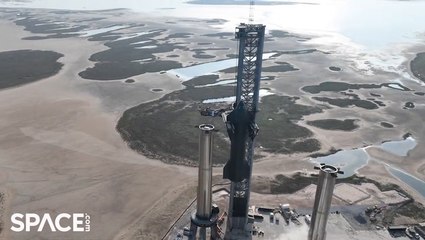 SpaceX Stacking Starship 24 Onto Heavy Booster In Amazing Drone Video