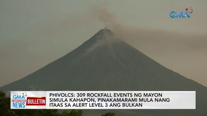 PHIVOLCS: 309 rockfall events ng Mayon simula kahapon, pinakamarami mula nang itaas sa Alert Level 3 ang Bulkan| GMA Integrated News Bulletin