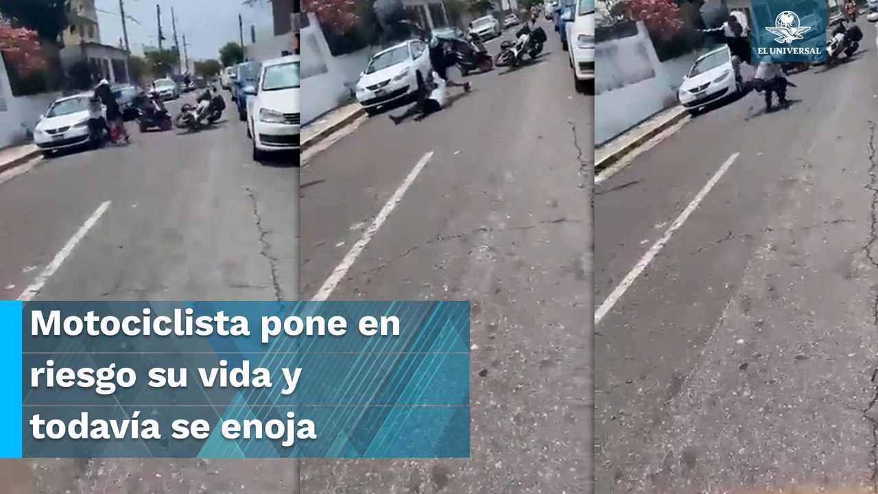 Biker golpea a policía que lo intentó detener p...
