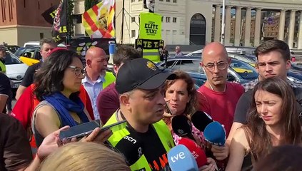 El portavoz de Élite Taxi, Tito Álvarez, en la huelga de taxis en Barcelona
