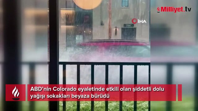 ABD'de dolu yağışı sokakları beyaza bürüdü