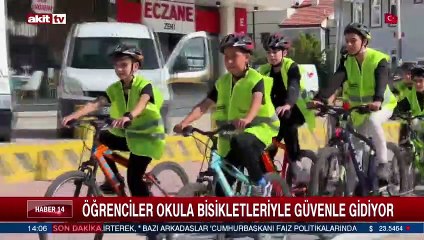 Öğrenciler okula bisikletleriyle güvenle gidiyor