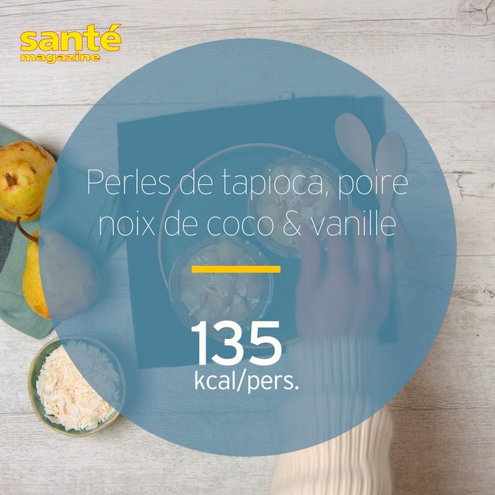 Perles de tapioca, poire, noix de coco et vanille