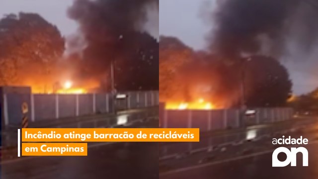 Incêndio atinge barracão de recicláveis em Campinas
