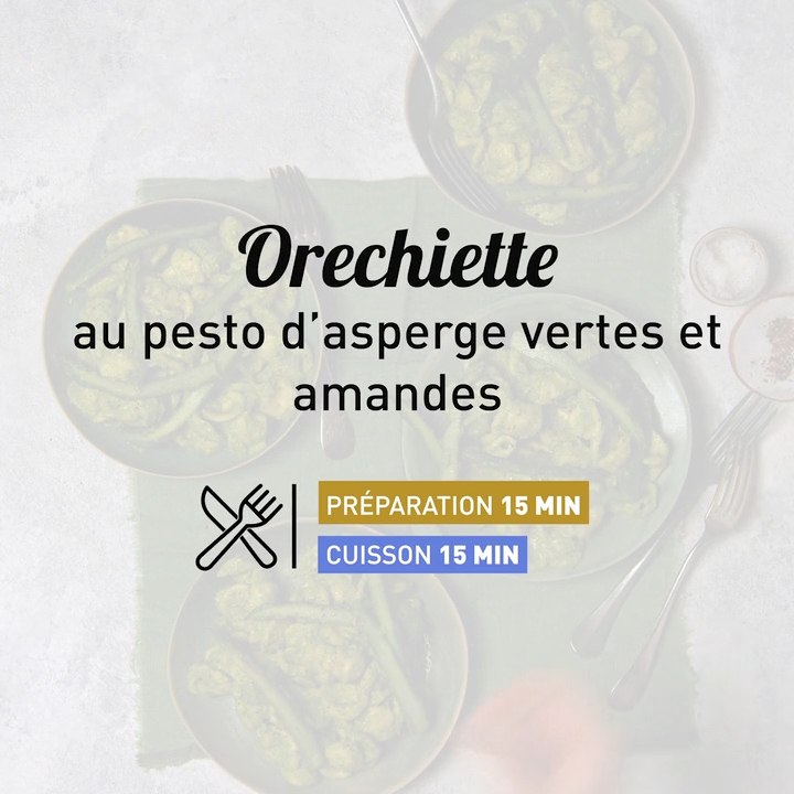 Orecchiette au pesto d'asperges vertes et amandes