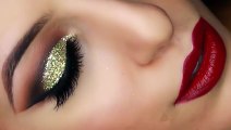 Makeup Tutorial   Gold Glitter Cut Crease Smokey Eye - New Years Eve Makeup Tutorial