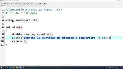 Convertir minutos en horas en C++