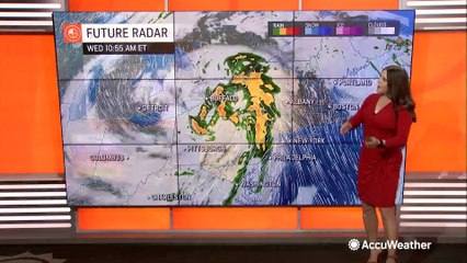 Скачать видео: Cooler air, storms remain in the forecast for Northeast