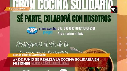 17 de junio se realiza la cocina solidaria en Misiones
