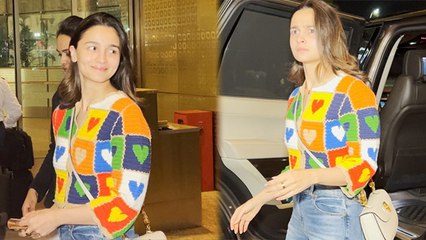 Alia Bhatt Multicolour Heart Crochet Sweater Price Reveal, Airport Look FULL VIDEO | Boldsky