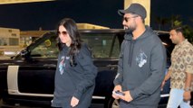 Katrina Kaif & Vicky Kaushal Twin In Black At Mumbai Airport