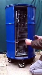 Blue drum can transform into quite the tool chest #shorts #viral #shortsvideo #video #innovationhub