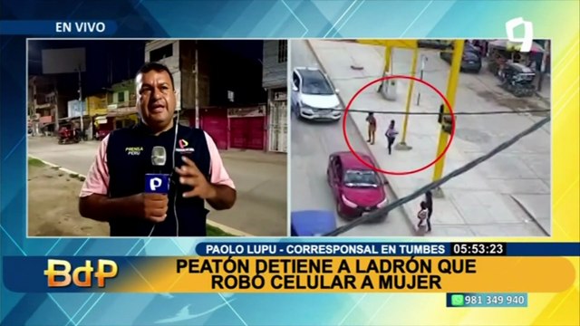Peatón detiene a sujeto que robó celular a mujer en Tumbes: liberan a ladrón