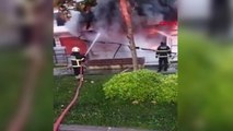 Yangın çıkan depodaki otomobil ve motosiklet hurdaya döndü