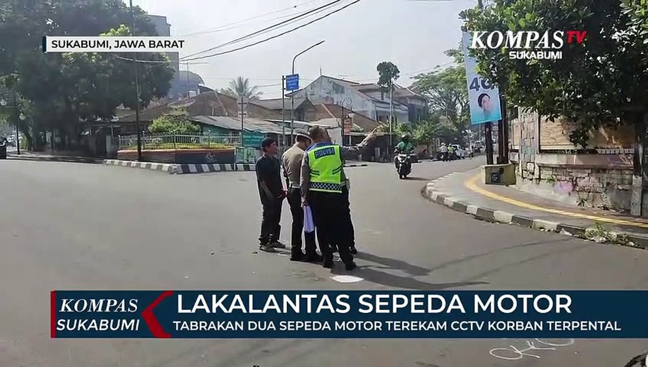 Tabrakan Dua Sepeda Motor Terekam CCTV Korban Terpental