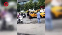 Beyoğlu'nda kendini yere atarak taksiciye tepki gösterdi