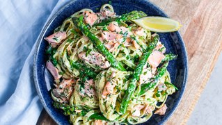 Tequila Tagliatelle with Salmon, Asparagus & Rocket