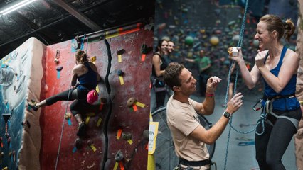 Man Proposes To Girlfriend After She Finds Ring Atop Of Climbing Wall | Happily TV