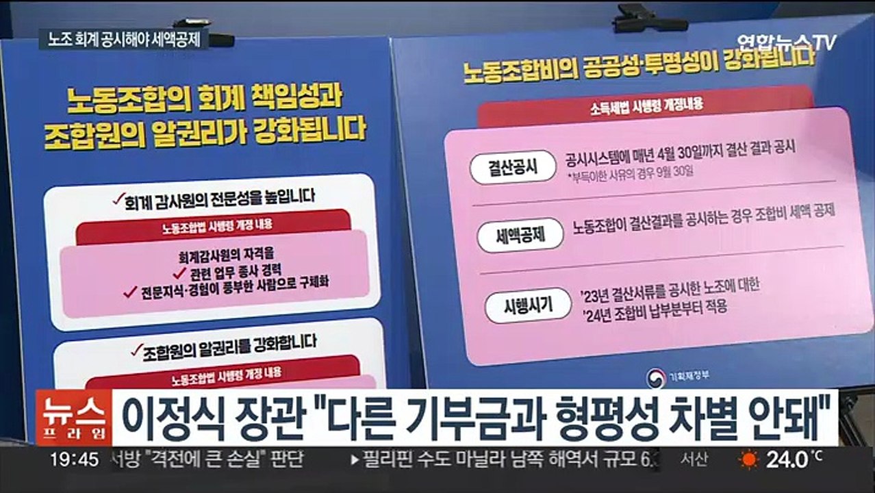 노조 회계 공시 안하면 세액공제 중단…노동계 반발