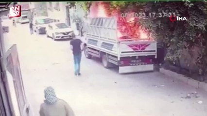 Bursa’da çocukların torpil attıkları kamyonet alev alev yandı