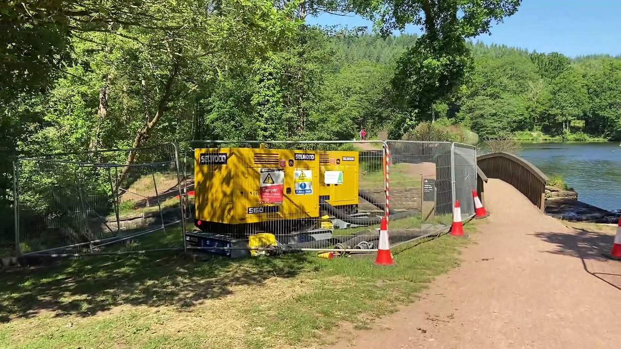 Pumps on site to lower water levels of top Cannop pond