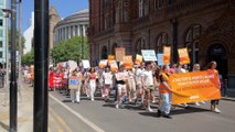 Junior Doctors strike for better pay and gather together to rally at Manchester Central Convention Complex