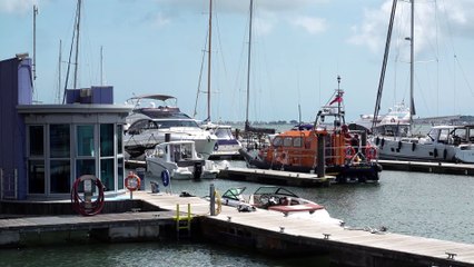 New Quay's new Shannon class all-weather lifeboat Roy Barker V in Poole harbour