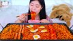ASMR MUKBANG Spicy Fire foods Special, Fire noodles, Enoki Mushroom, Shrimp, Sausage