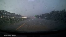 Dash Cam Captures Lightning Striking Vehicle on Highway