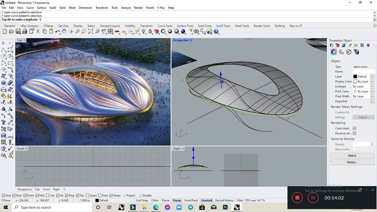 RHINO TUTORIAL - Stadium modeling designed by Zaha Hadid Architects ...