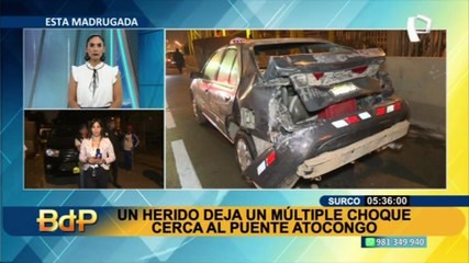 Surco: Un herido deja múltiple choque cerca del puente Atocongo