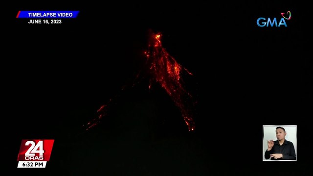 Timelapse video na kuha ng GMA Integrated News sa nagpapatuloy na pag-aalburuto ng Bulkang Mayon | 24 Oras