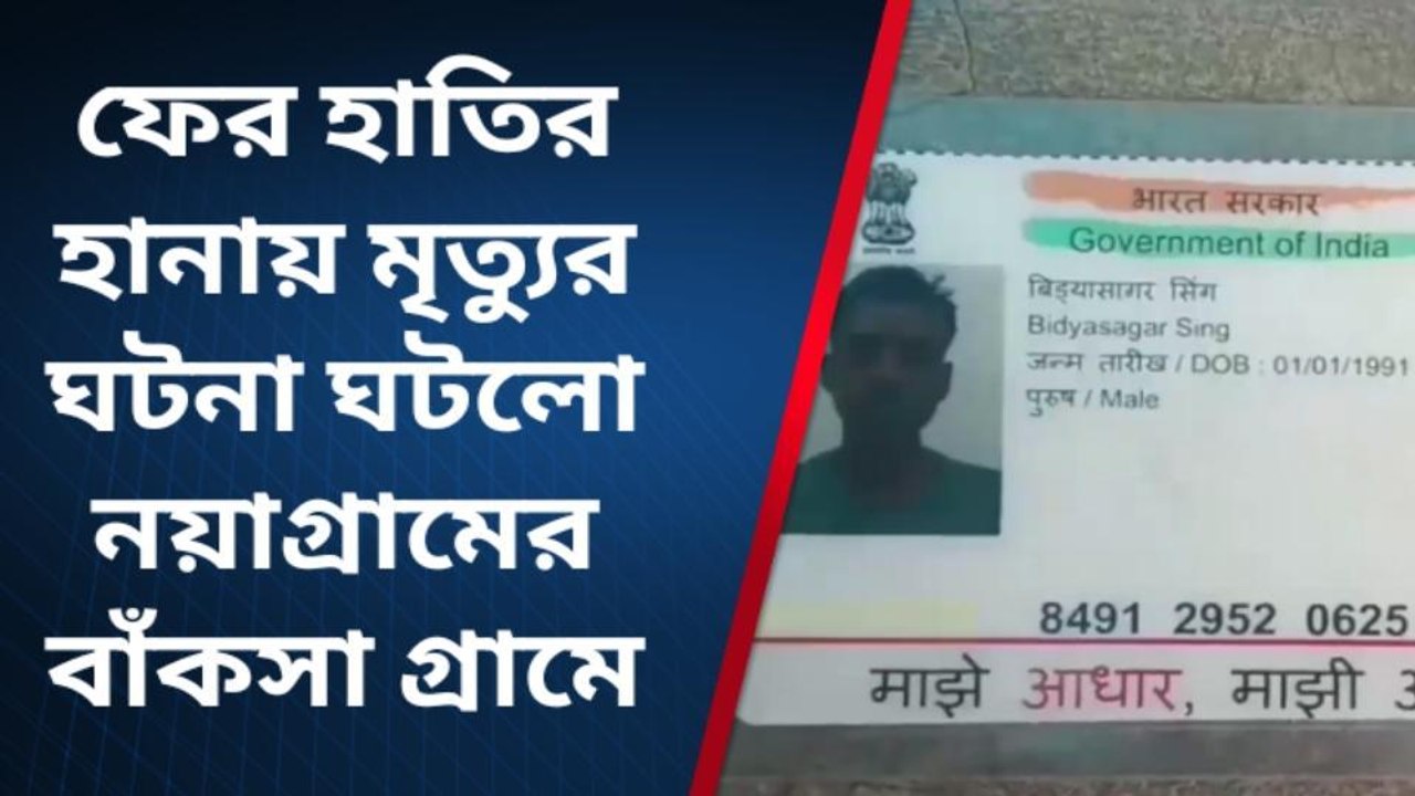 নয়াগ্রাম : ফের হাতির হানায় মৃত্যুর ঘটনা ঘটলো নয়াগ্রামের বাঁকসা গ্রামে