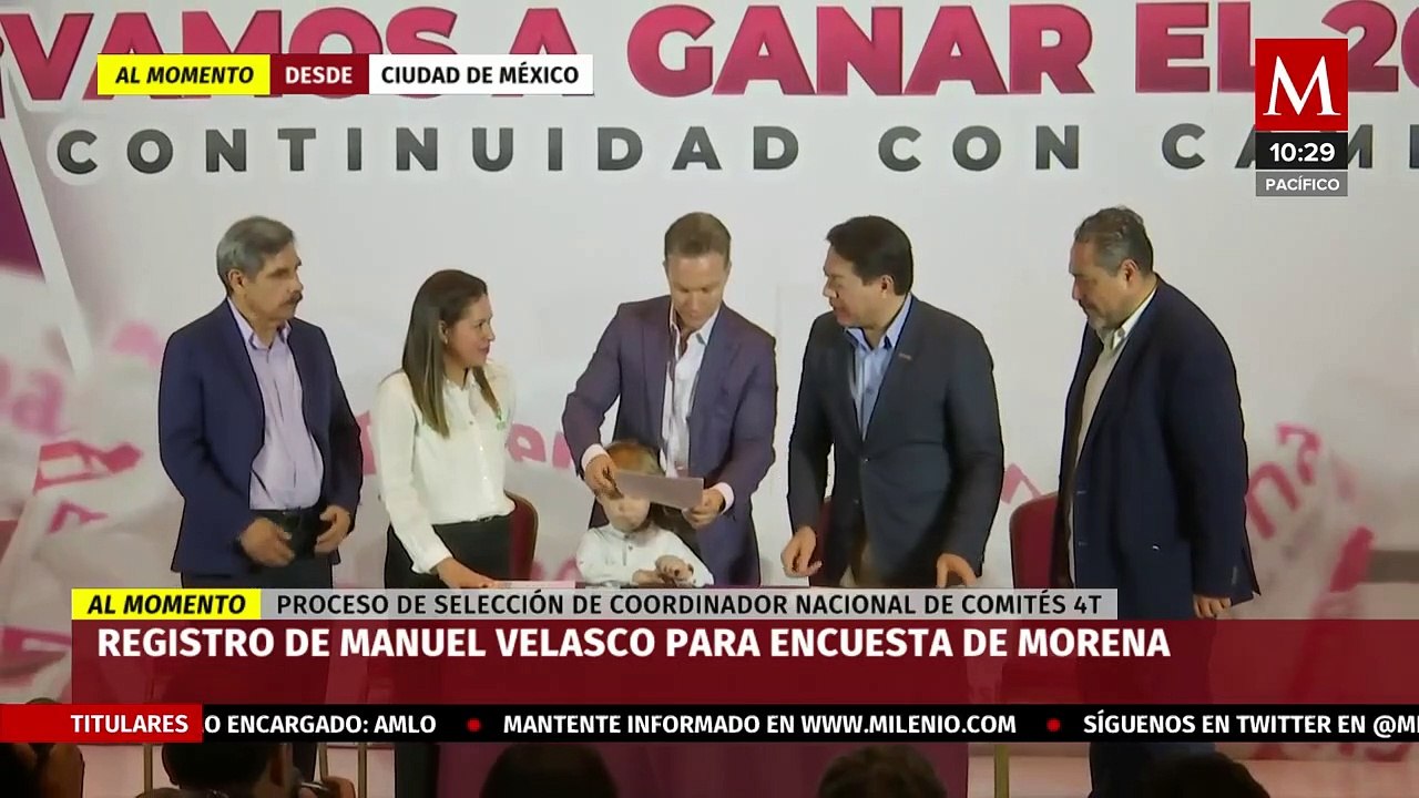Manuel Velasco se registra como aspirante a la candidatura de Morena a la presidencia de 2024