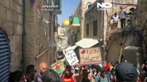 شاهد: احتجاجات في القدس تنديدًا بقرار الإخلاء القسري لمنزل عائلة صب لبن