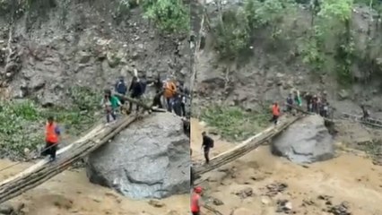 बाढ़ में फंसे 2 हजार पर्यटक, बारिश के बीच रात भर में अस्थायी पुल बनाकर लोगों को निकाला जा रहा